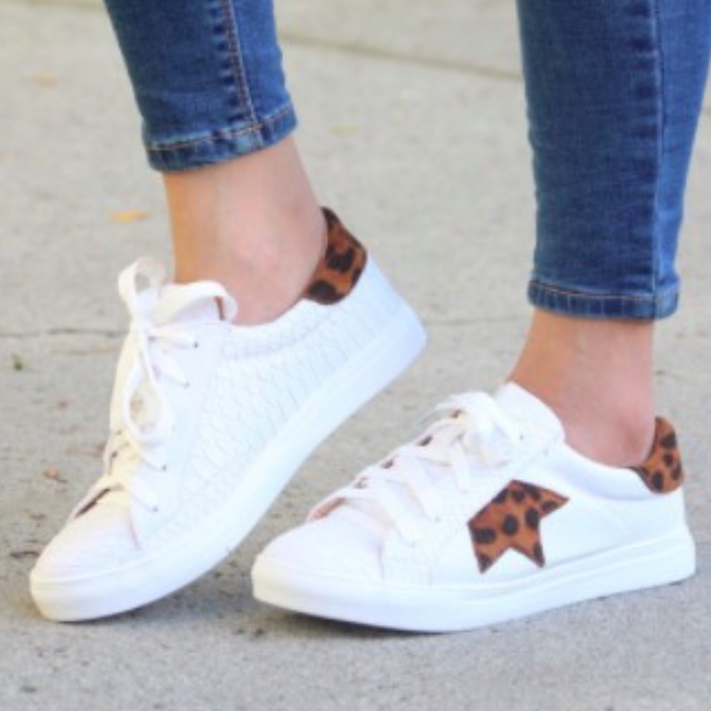 Mata Shoes White Sneakers with Leopard Detail - Picture 6 of 12